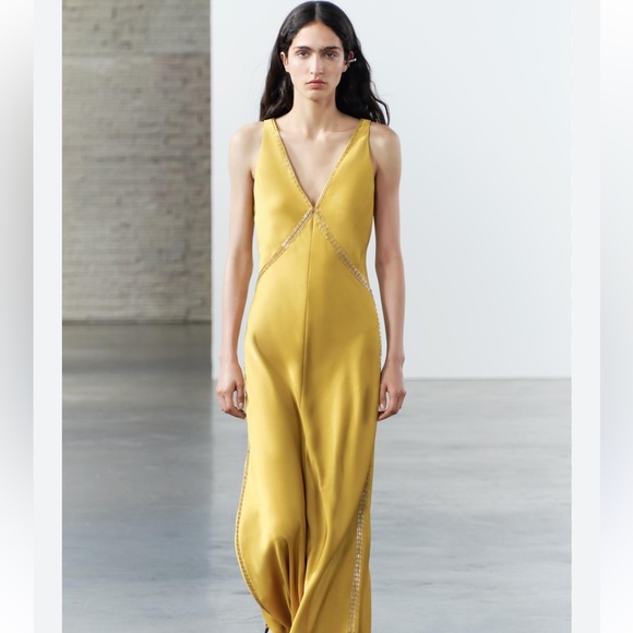satin effect slip dress zw collection SATIN EFFECT LACE DRESS ZW COLLECTION - Mink